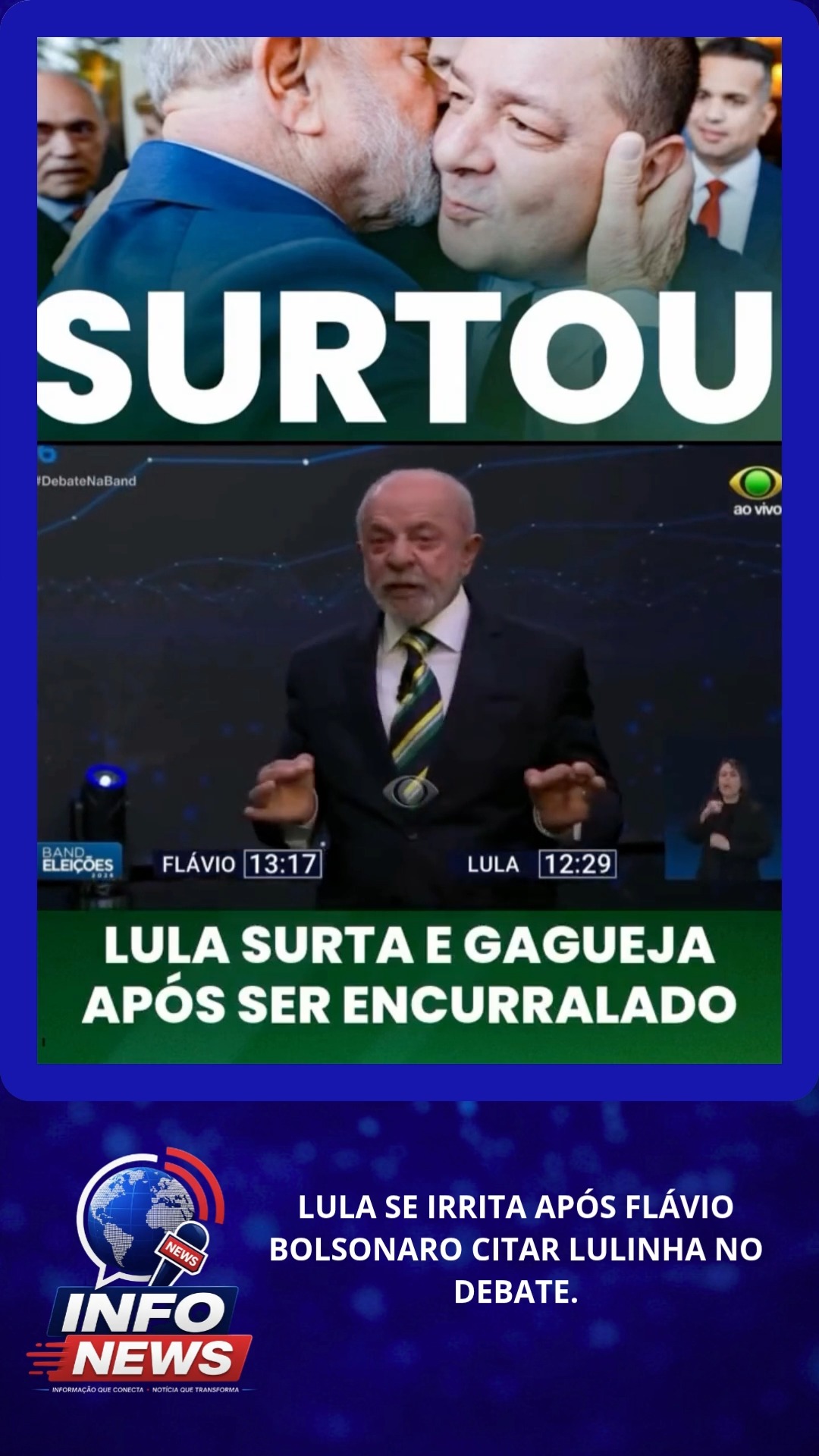 LULA SE IRRITA APÓS FLÁVIO BOLSONARO CITAR LULINHA NO DEBATE