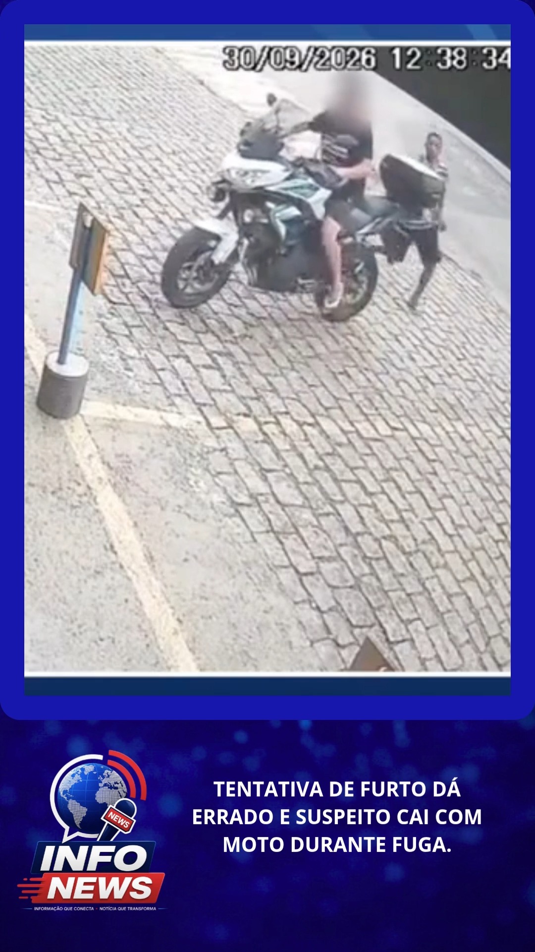 TENTATIVA DE FURTO DÁ ERRADO E SUSPEITO CAI COM MOTO DURANTE FUGA