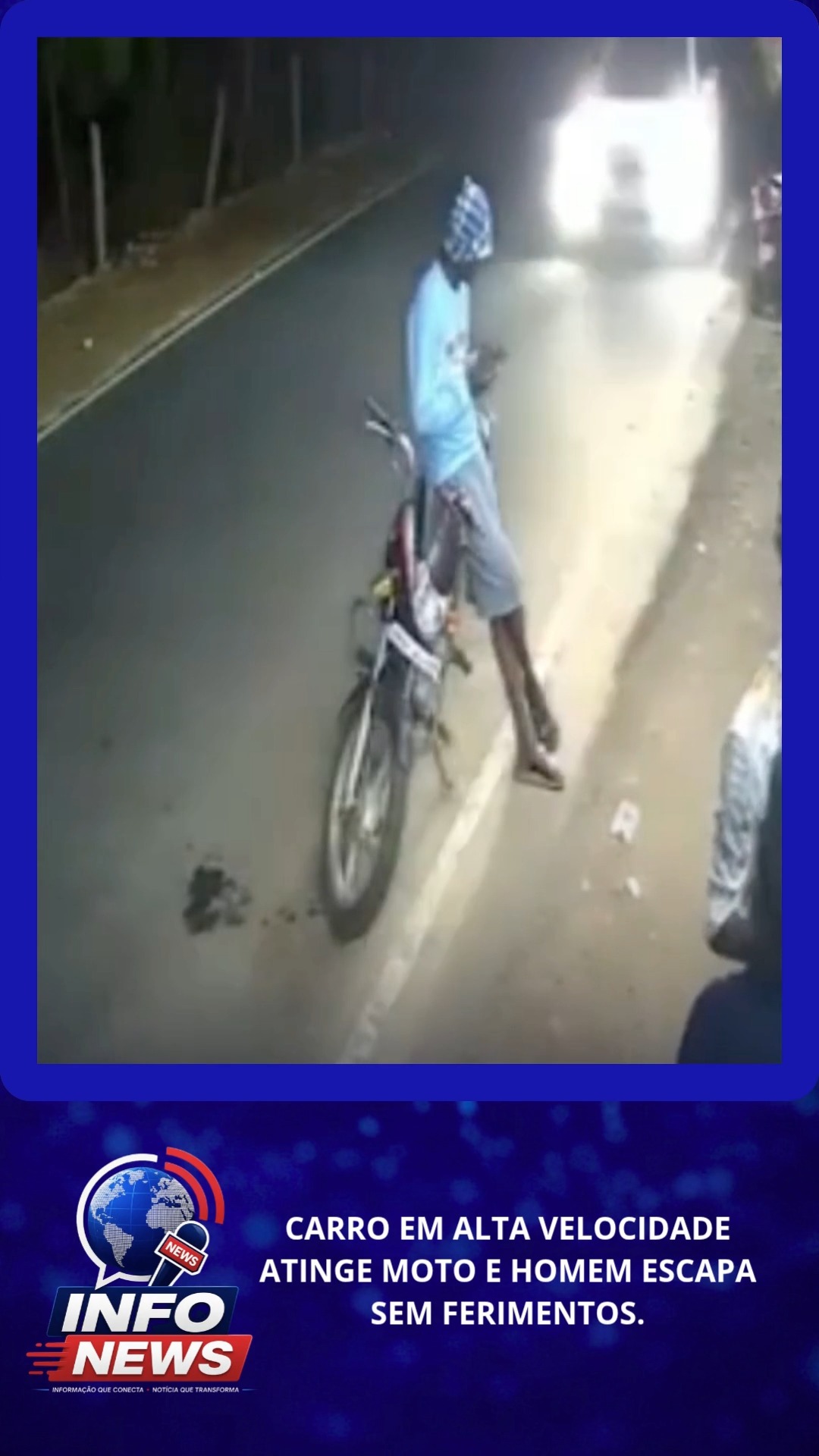 CARRO EM ALTA VELOCIDADE ATINGE MOTO E HOMEM ESCAPA SEM FERIMENTOS