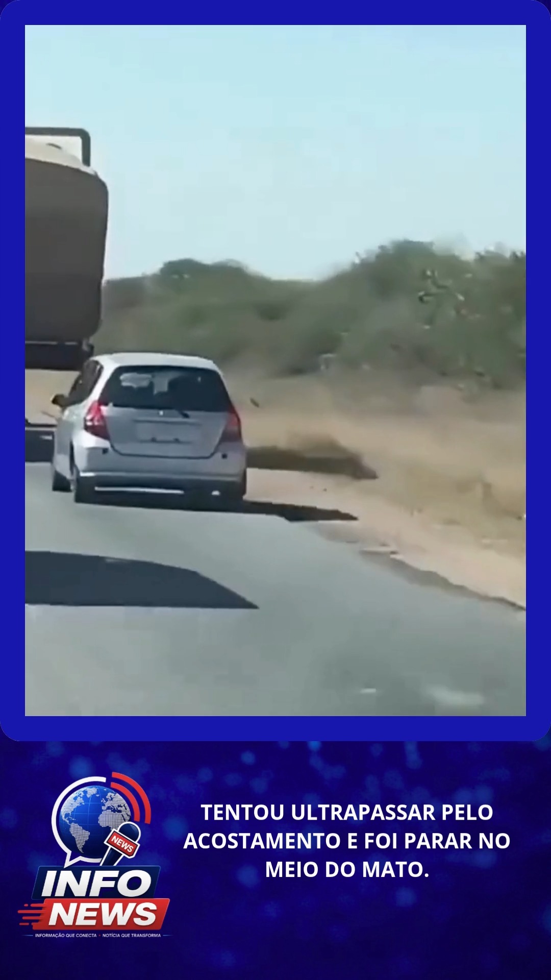 TENTOU ULTRAPASSAR PELO ACOSTAMENTO E FOI PARAR NO MEIO DO MATO