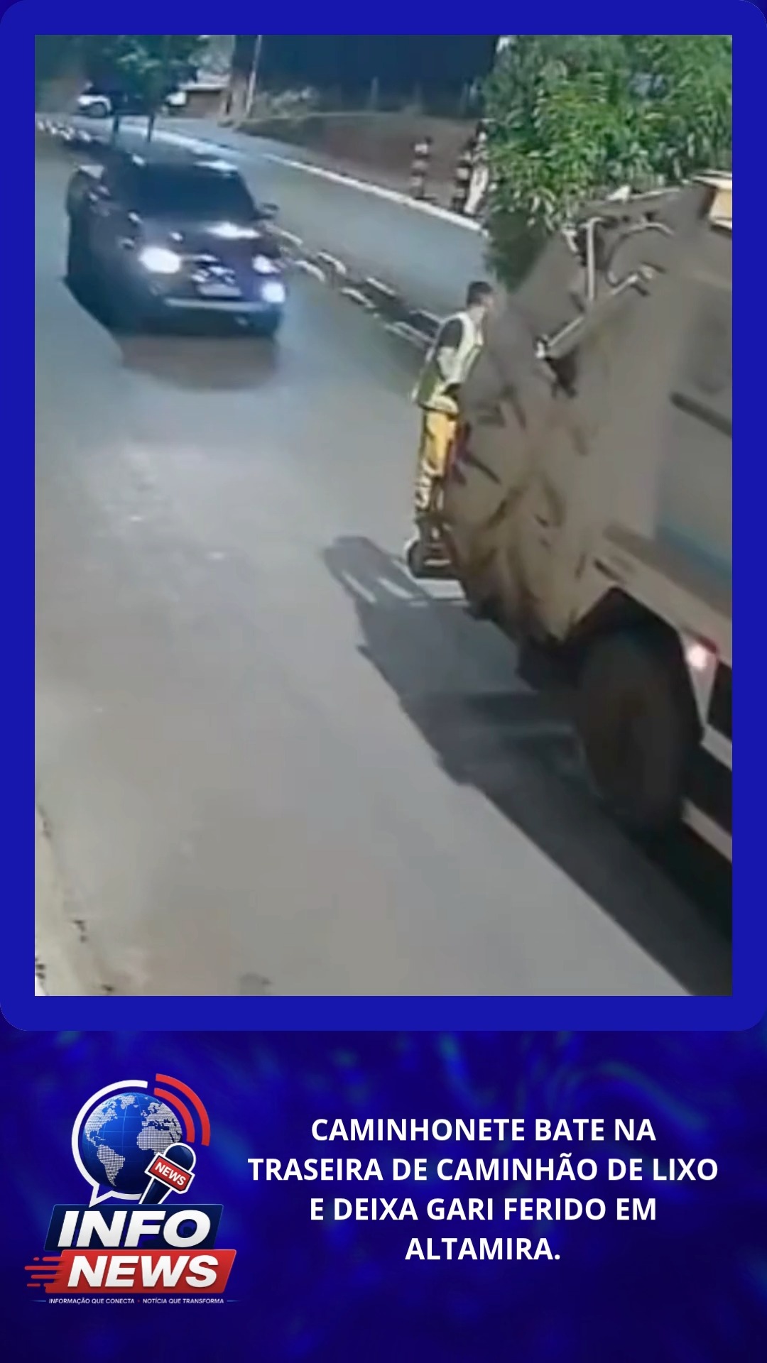 CAMINHONETE BATE NA TRASEIRA DE CAMINHÃO DE LIXO E DEIXA GARI FERIDO EM ALTAMIRA