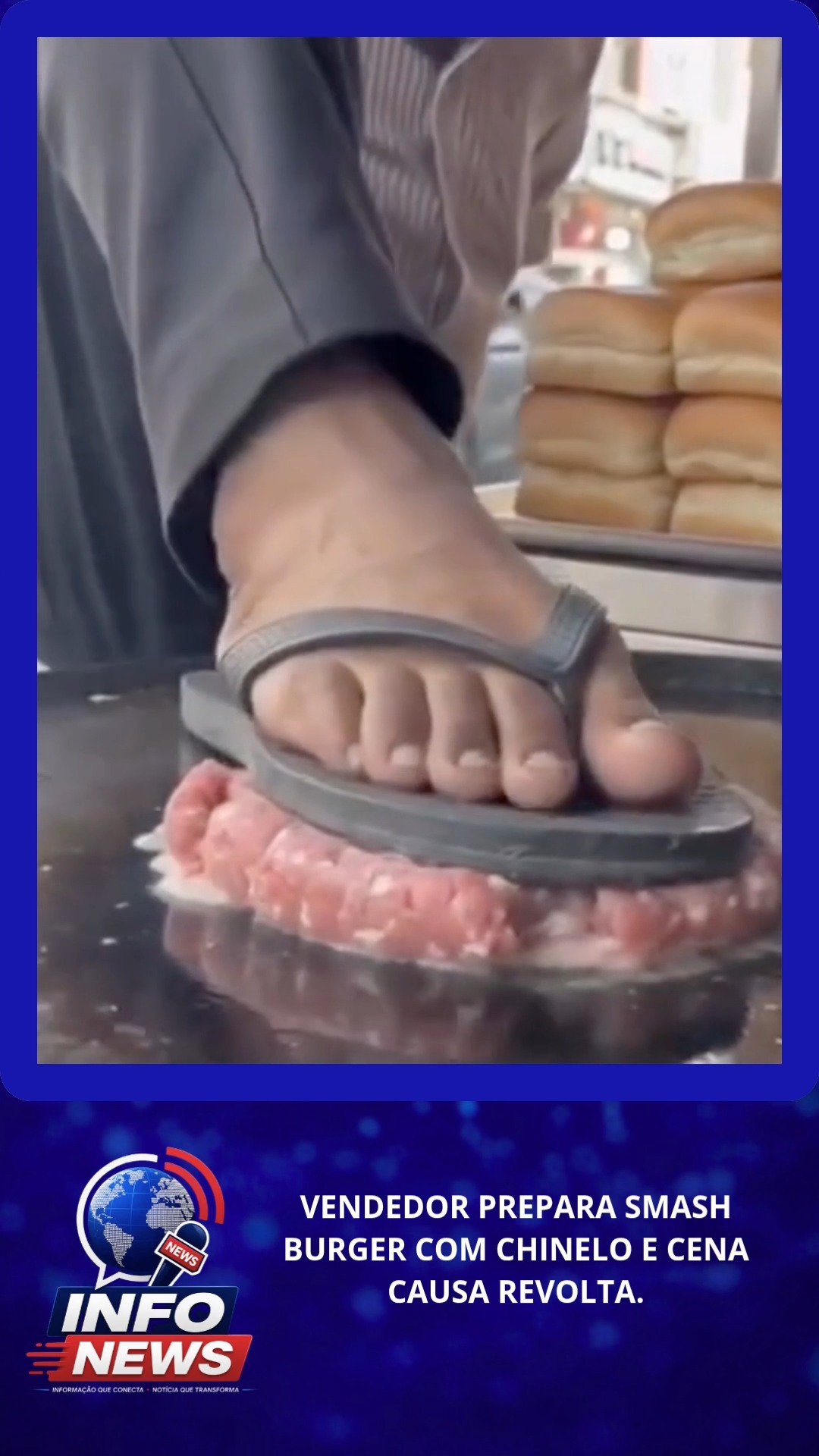 VENDEDOR PREPARA SMASH BURGER COM CHINELO E CENA CAUSA REVOLTA