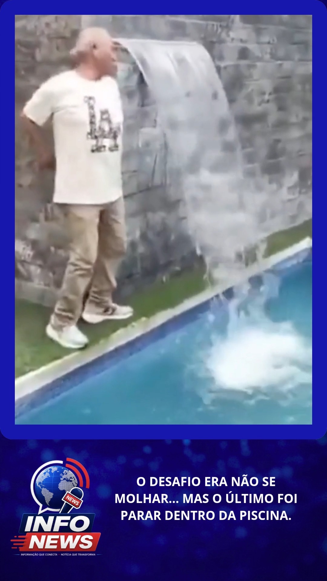 O DESAFIO ERA NÃO SE MOLHAR… MAS O ÚLTIMO FOI PARAR DENTRO DA PISCINA