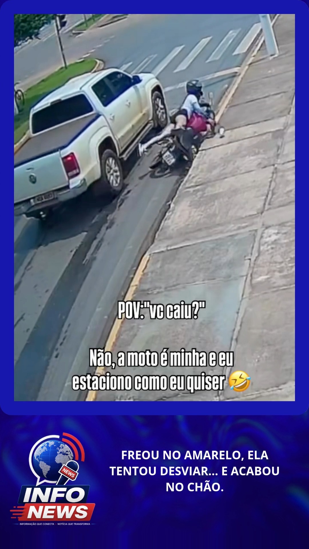 FREOU NO AMARELO, ELA TENTOU DESVIAR… E ACABOU NO CHÃO
